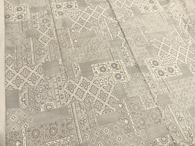 平和屋着物●上質なお召 横段花唐草文 正絹 逸品 BAAT6699hv