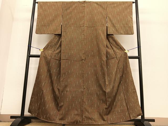 平和屋着物●上質な紬 絣文様 正絹 逸品 BAAT6733hv