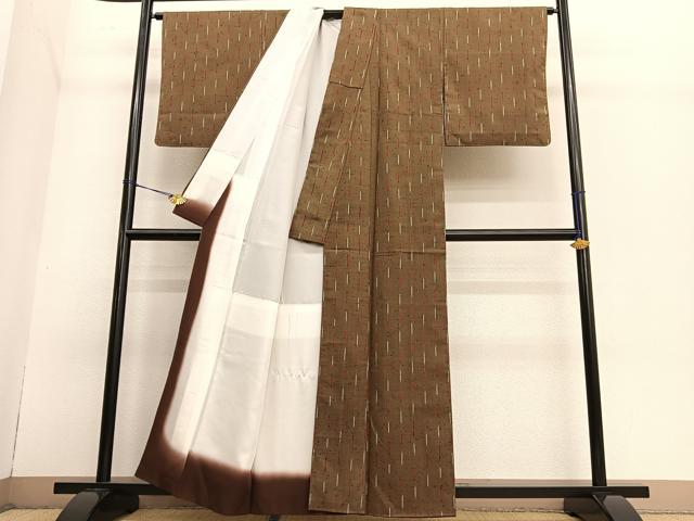平和屋着物●上質な紬 絣文様 正絹 逸品 BAAT6733hv