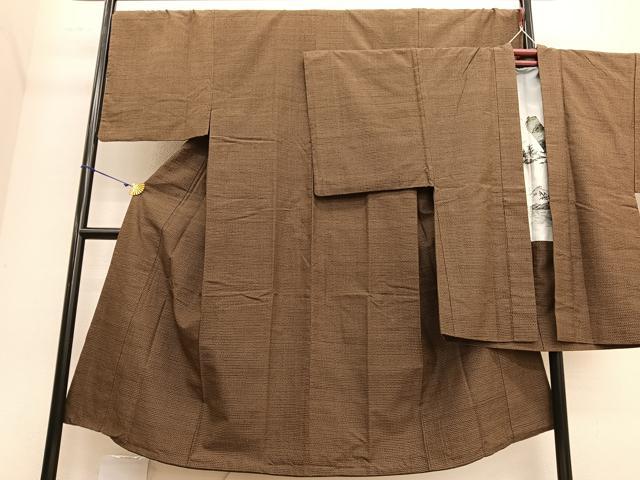 平和屋着物●男性 紬 アンサンブル 亀甲文様 正絹 逸品 BAAT6743hv