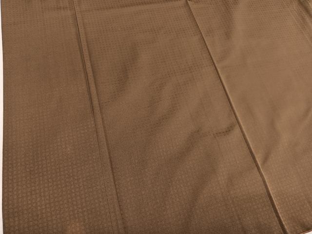 平和屋着物●男性 色無地 市松地紋 媚茶色 正絹 逸品 BAAT6752hv