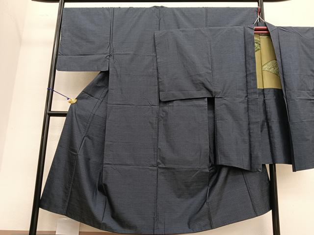 平和屋着物●男性 本場大島紬 アンサンブル 格子柄 正絹 逸品 BAAT6754hv