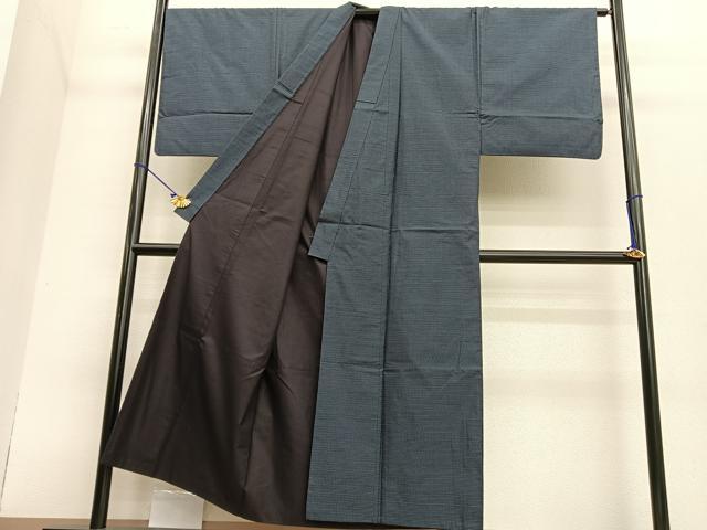 平和屋着物●男性 本場大島紬 アンサンブル 格子柄 正絹 逸品 BAAT6754hv