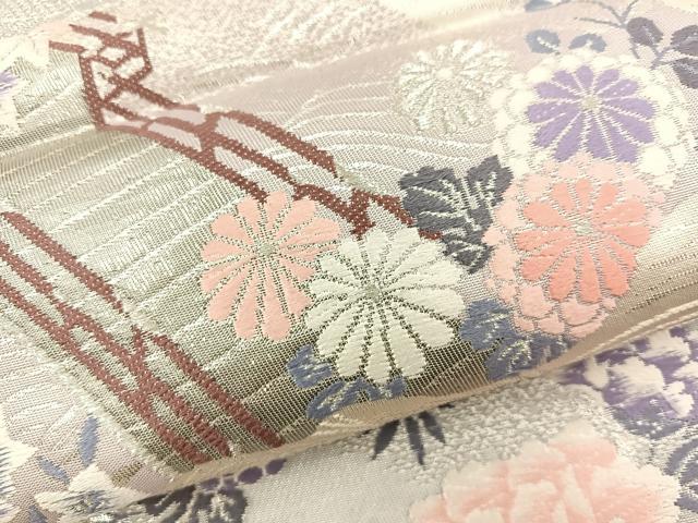 平和屋着物◎六通柄袋帯 唐織 プラチナ二重織 雲取り風景文 正絹 逸品 BAAT6925ph