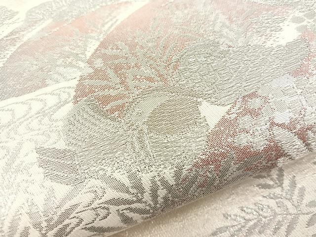 平和屋着物◎六通柄袋帯 京錦 プラチナ箔二重引 花鳥文 正絹 逸品 BAAT6961ph