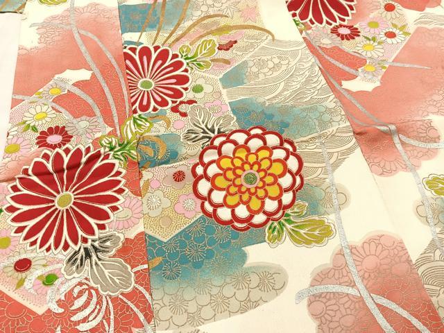 平和屋着物∵女の子 十三参り 子供 菊花文 金彩 逸品 BAAT7261mz