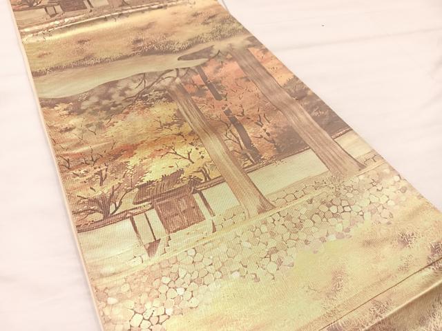 平和屋着物◎西陣 六通柄袋帯 風景文 正絹 逸品 BAAT7399mz