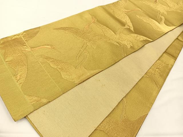 平和屋着物◎六通柄袋帯 飛鶴文 金糸 正絹 逸品 BAAT7622ow