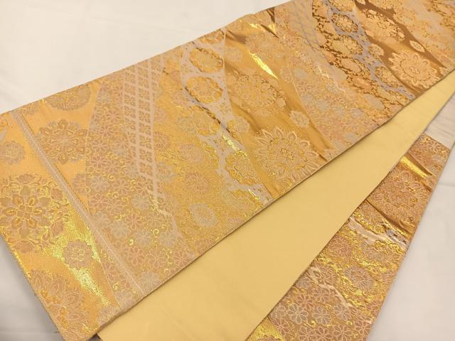 平和屋着物◎六通柄袋帯 花尽くし 金糸 正絹 逸品 BAAT7634ow