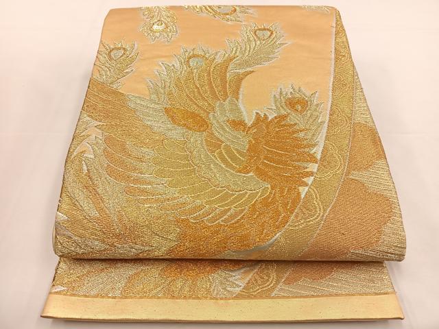 平和屋着物◎六通柄袋帯 鳳凰文 金銀糸 正絹 逸品 BAAT7672ow