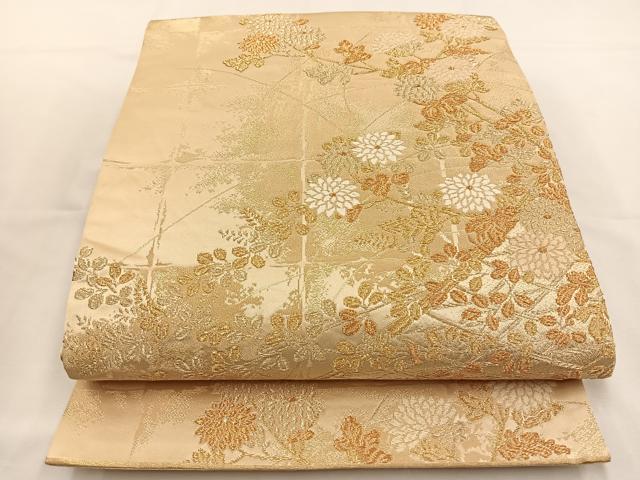 平和屋着物◎六通柄袋帯 唐織 草花文 金糸 正絹 逸品 BAAT7673ow