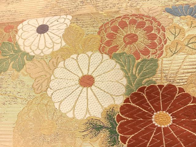 平和屋着物◎六通柄袋帯 唐織 草花文 金糸 正絹 逸品 BAAT7744ow
