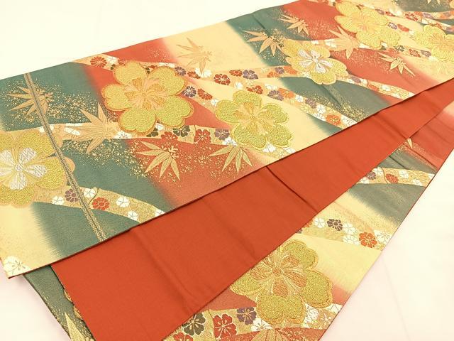 平和屋着物◎六通柄袋帯 唐織 舞花文 金糸 正絹 逸品 BAAT7745ow