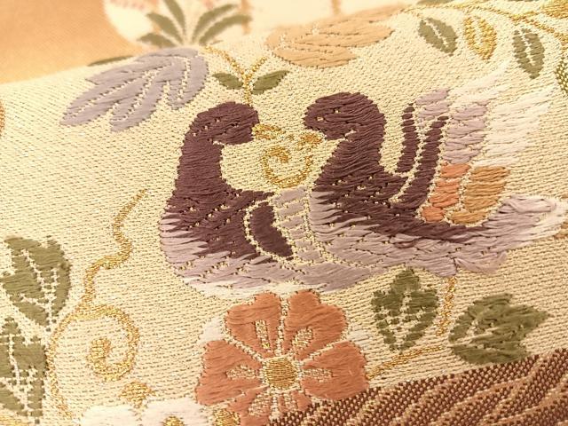 平和屋着物◎六通柄袋帯 唐織 鳳凰花文 金糸 正絹 逸品 BAAT7748ow