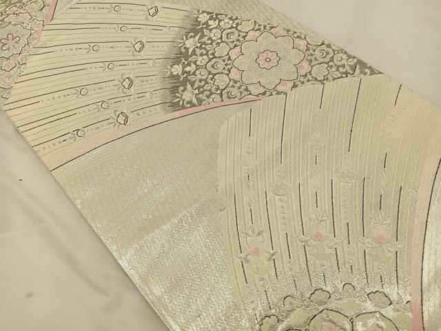 平和屋着物◎六通柄袋帯 九百錦珀彩 正倉院花文 プラチナ二重箔 正絹 逸品 BAAT7761ow