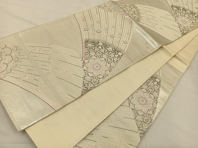 平和屋着物◎六通柄袋帯 九百錦珀彩 正倉院花文 プラチナ二重箔 正絹 逸品 BAAT7761ow