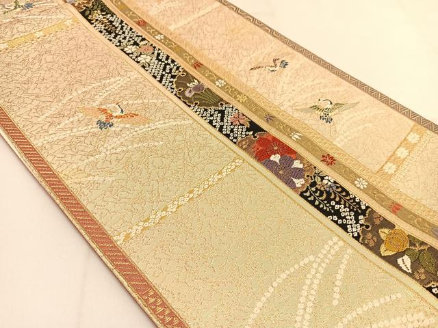 平和屋着物◎六通柄袋帯 唐織 飛鶴花文 金糸 正絹 逸品 BAAT7959yc