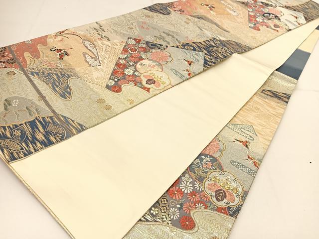 平和屋着物◎六通柄袋帯 唐織 桃山慶長の美 色紙取菊花文 金銀糸 正絹 逸品 BAAT7992yc