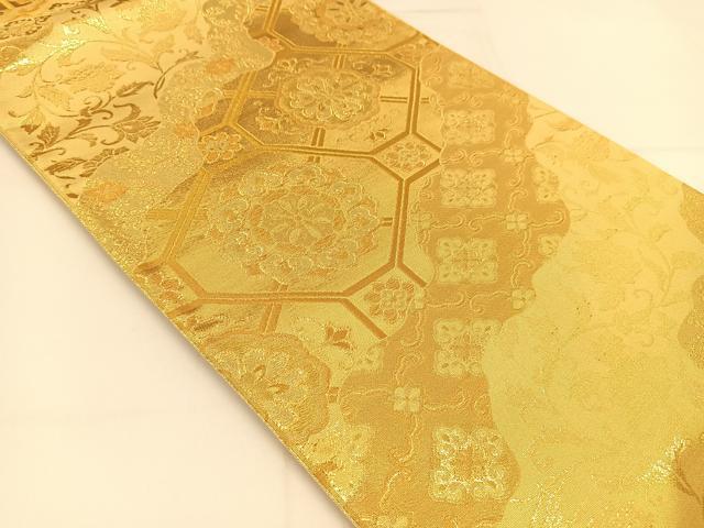 平和屋着物◎六通柄袋帯 蜀江花文 金糸 正絹 逸品 BAAT8026yc