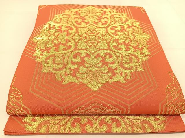 平和屋着物●西陣 川島織物 六通柄 本袋帯 正倉院花文 金糸 正絹 逸品 BAAT8032yc