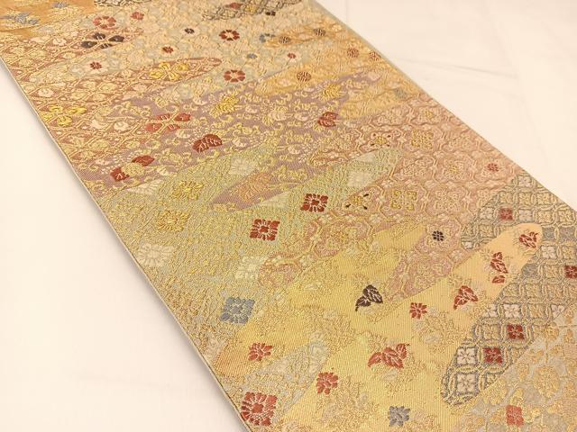 平和屋着物◎六通柄袋帯 唐織 絵霞吉祥花文 金糸 正絹 逸品 BAAT8107yc