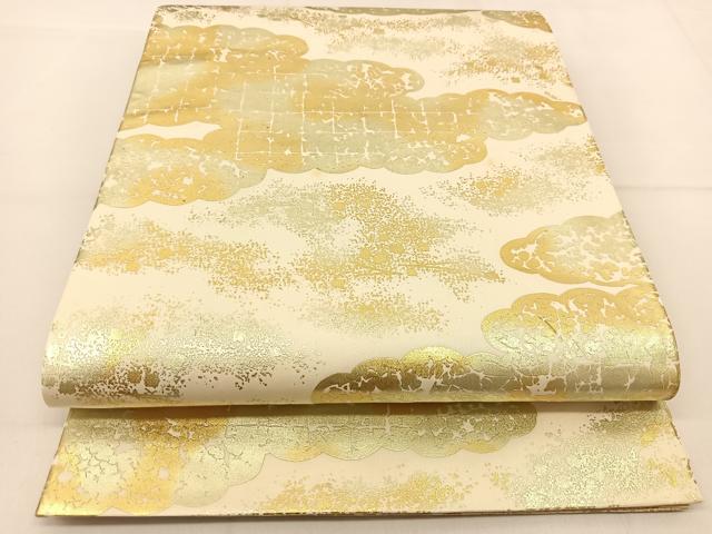 平和屋着物◎六通柄袋帯 雲重ね文 金彩 正絹 逸品 BAAT8175yc