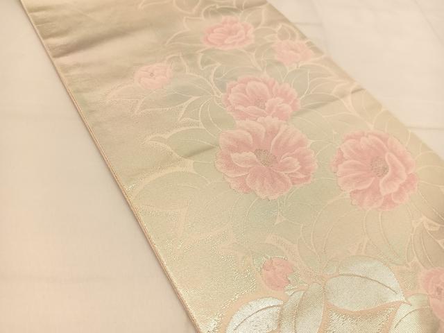 平和屋着物◎六通柄袋帯 草花文 銀糸 やまとオリジナル 正絹 逸品 BAAT8180yc