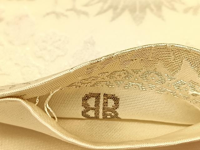 平和屋着物◎西陣 服部織物謹製 六通柄袋帯 向かい孔雀花文 銀糸 正絹 逸品 BAAT8186yc