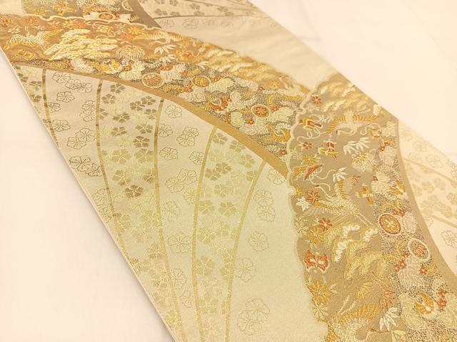 平和屋着物◎六通柄袋帯 雪輪青海波花鳥文 金糸 正絹 逸品 BAAT8219yc