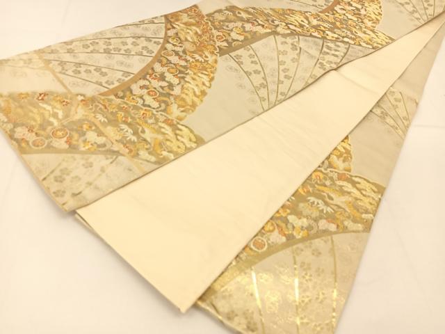 平和屋着物◎六通柄袋帯 雪輪青海波花鳥文 金糸 正絹 逸品 BAAT8219yc