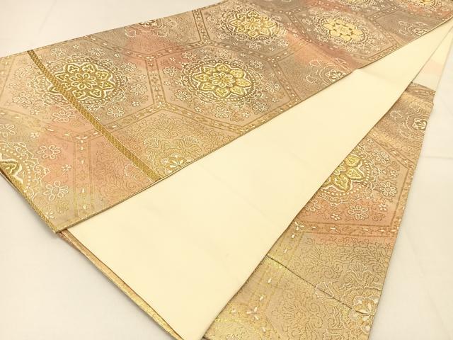 平和屋着物◎六通柄袋帯 亀甲正倉院花文 金糸 正絹 逸品 BAAT8224yc