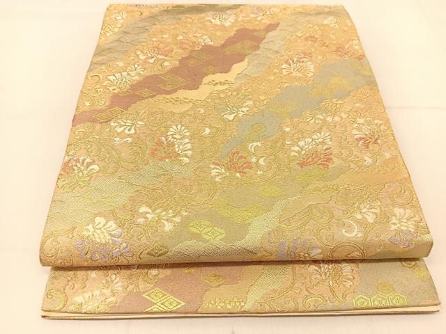 平和屋着物◎西陣 服部織物謹製 六通柄袋帯 唐織 道長吉祥文 金糸 正絹 逸品 BAAT8225yc