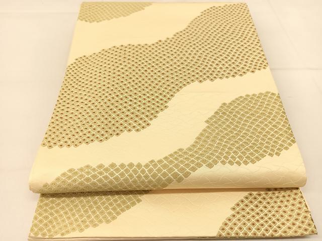 平和屋着物◎六通柄袋帯 唐織 鹿の子分銅文様 正絹 逸品 BAAT8226yc
