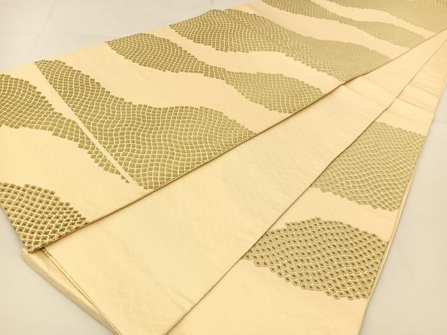 平和屋着物◎六通柄袋帯 唐織 鹿の子分銅文様 正絹 逸品 BAAT8226yc