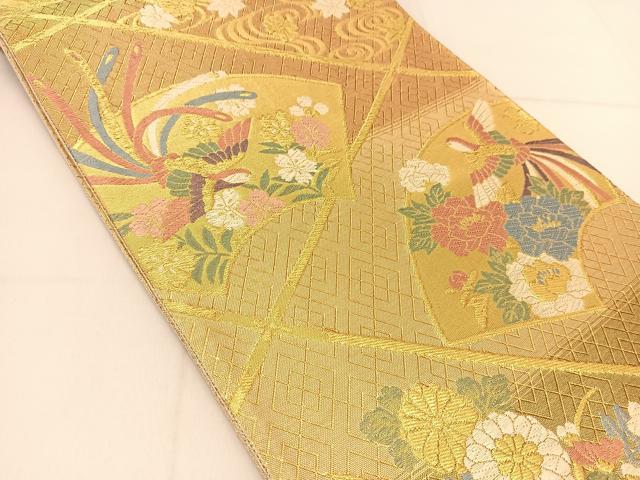 平和屋着物◎佐賀錦 六通柄袋帯 唐織 地紙鳳凰花文 金糸 正絹 逸品 BAAT8236yc