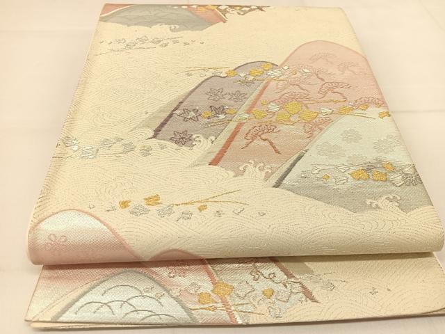 平和屋着物◎六通柄袋帯 立波重ね山文 金銀糸 正絹 逸品 BAAT8245yc
