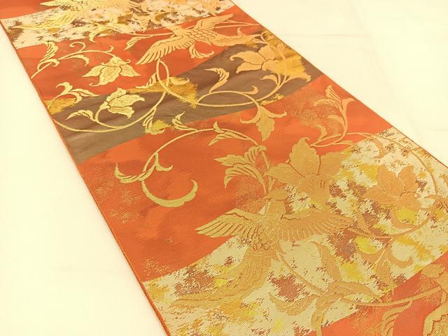 平和屋着物◎六通柄袋帯 鳳凰更紗花文 金糸 引箔 正絹 逸品 BAAT8247yc