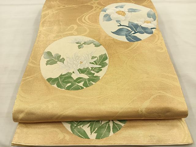 平和屋着物◎六通柄袋帯 花丸文 金糸 正絹 逸品 BAAT8612fc