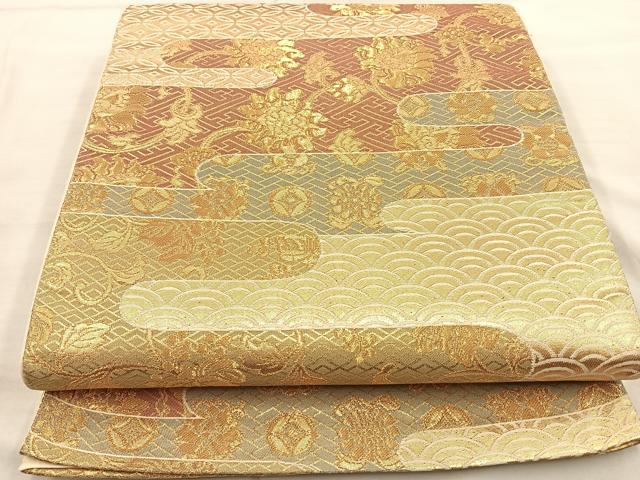 平和屋着物◎六通柄袋帯 有職名物裂 金糸 正絹 逸品 BAAT8623fc