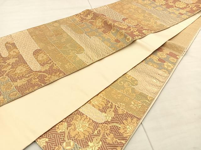 平和屋着物◎六通柄袋帯 有職名物裂 金糸 正絹 逸品 BAAT8623fc
