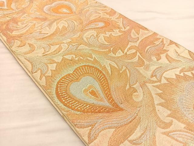 平和屋着物◎六通柄袋帯 更紗花文 金糸 正絹 逸品 BAAT8626fc