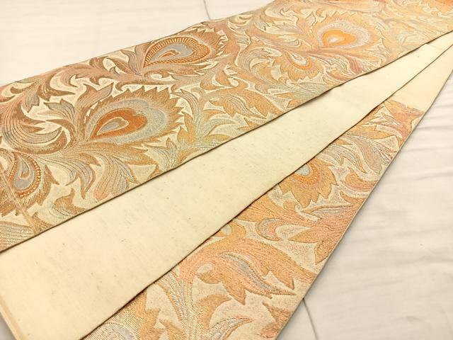 平和屋着物◎六通柄袋帯 更紗花文 金糸 正絹 逸品 BAAT8626fc