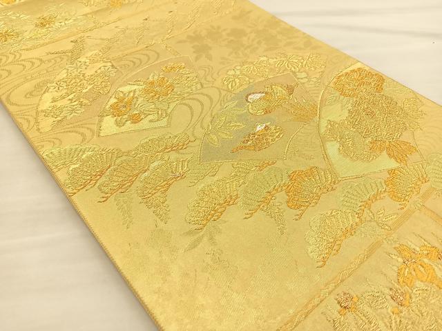 平和屋着物◎六通柄袋帯 鴛鴦花文 金糸 正絹 逸品 BAAT8637fc