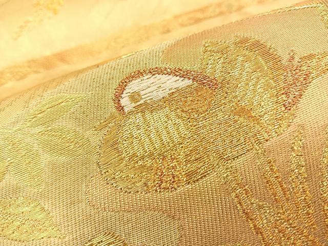 平和屋着物◎六通柄袋帯 鴛鴦花文 金糸 正絹 逸品 BAAT8637fc