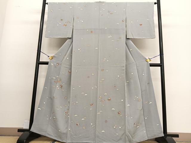 平和屋着物●上質な小紋 宝尽くし 金彩 鬼しぼ縮緬 正絹 逸品 BAAT8741hv