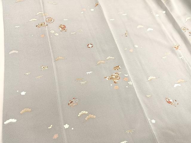平和屋着物●上質な小紋 宝尽くし 金彩 鬼しぼ縮緬 正絹 逸品 BAAT8741hv