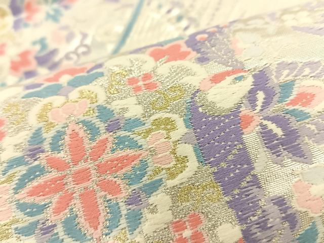 平和屋着物◎六通柄袋帯 唐織 孔雀華文 金銀糸 正絹 逸品 BAAT8821fc