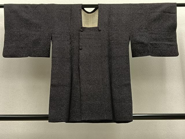 平和屋着物#道行コート 唐草文 黒地 銀通し地 正絹 逸品 BAAT8924gt