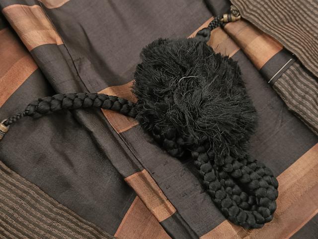 平和屋着物∞男性 長羽織 紬 縞 正絹 逸品 BAAT8940gt