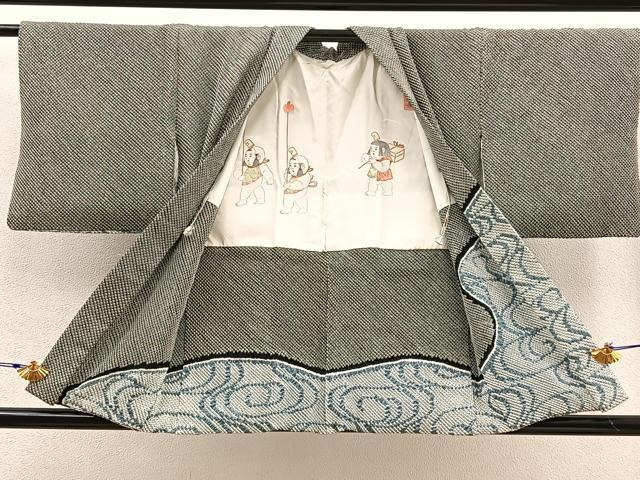 平和屋着物#羽織 総絞り 観世水 黒地 正絹 逸品 BAAT8942gt